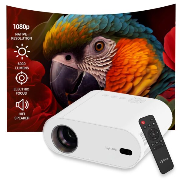 Lifelong TruePixel Smart Projector for Home, Native 1080p Full HD with 4K Support