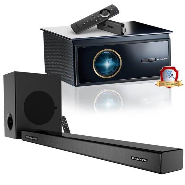 E GATE FireFlix 10X Projector Sound Bar Combo | Dual OS 4K Projector (Android+FTS)